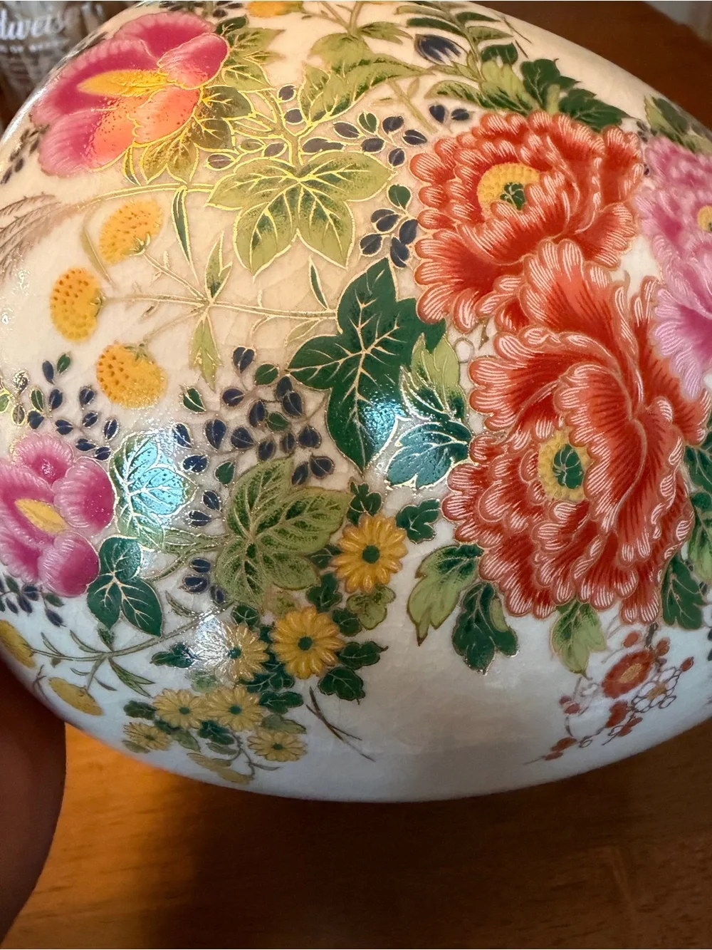 Vintage Satsuma Style Floral Ceramic Vase